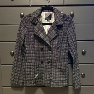 Volcom Women's Checkered Blazer - Black and White